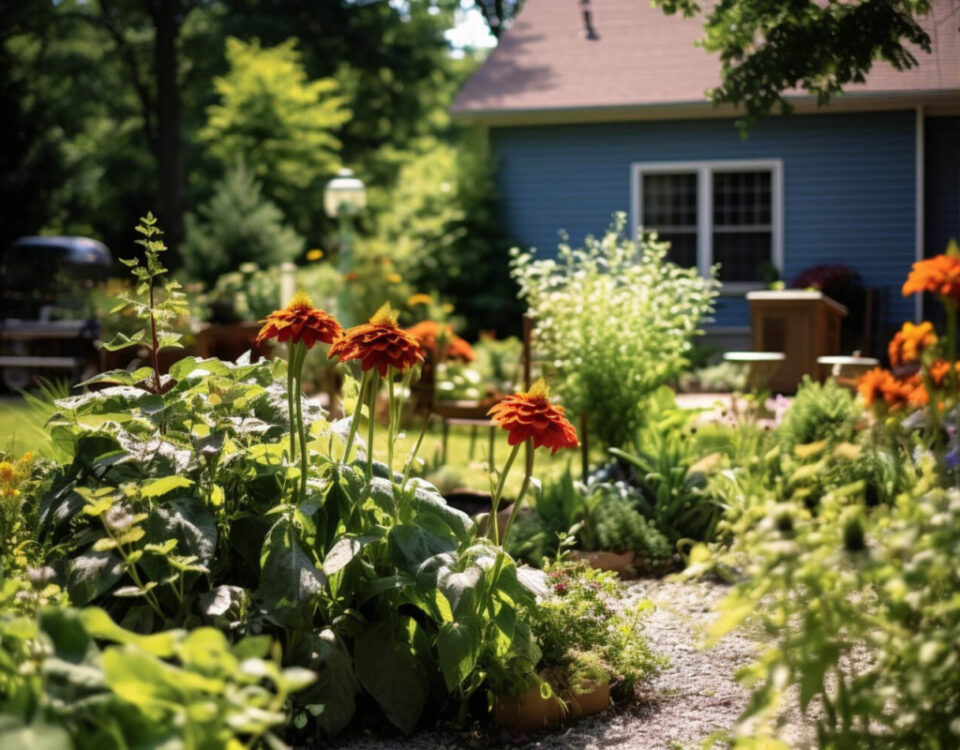 mały ogród przy domu wolnostojącym